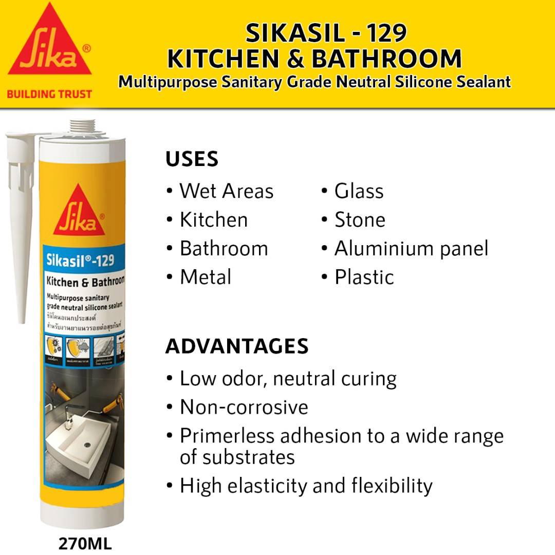 Sikasil 129 Kitchen & Bathroom Multipurpose Sanitary Neutral Silicone