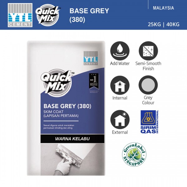 YTL QuickMix 380 Base Grey Skim Coat